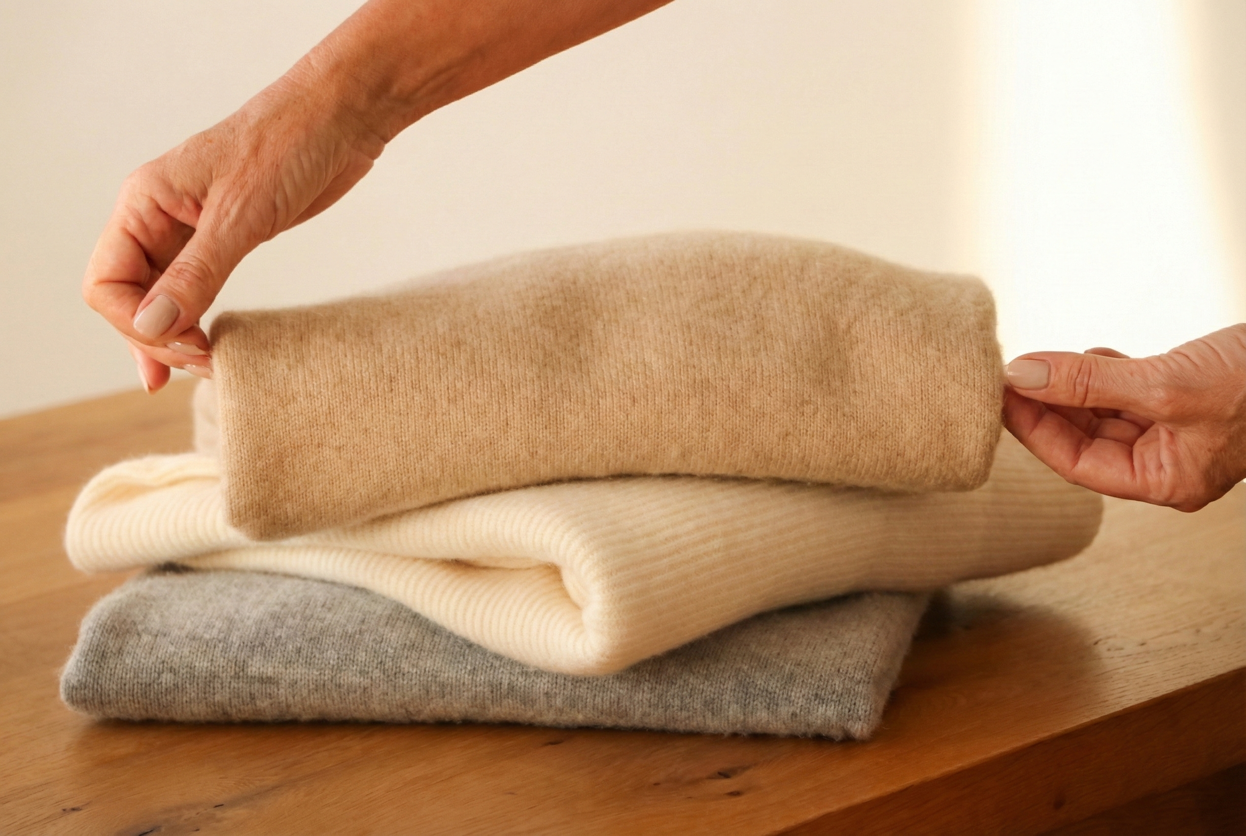 Washing cashmere at home in cool water to keep it soft