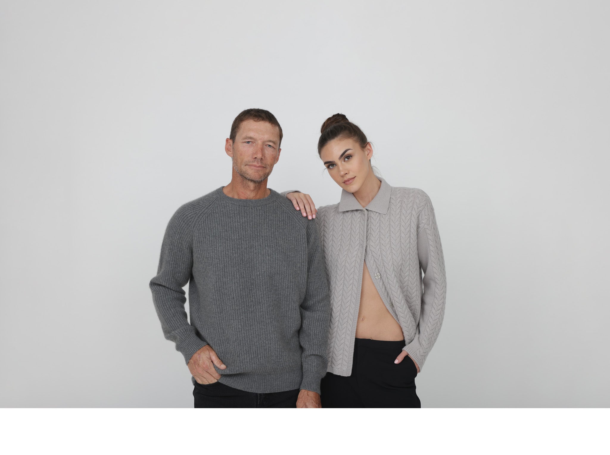 Model in ethically made Mongolian cashmere from a sustainable brand