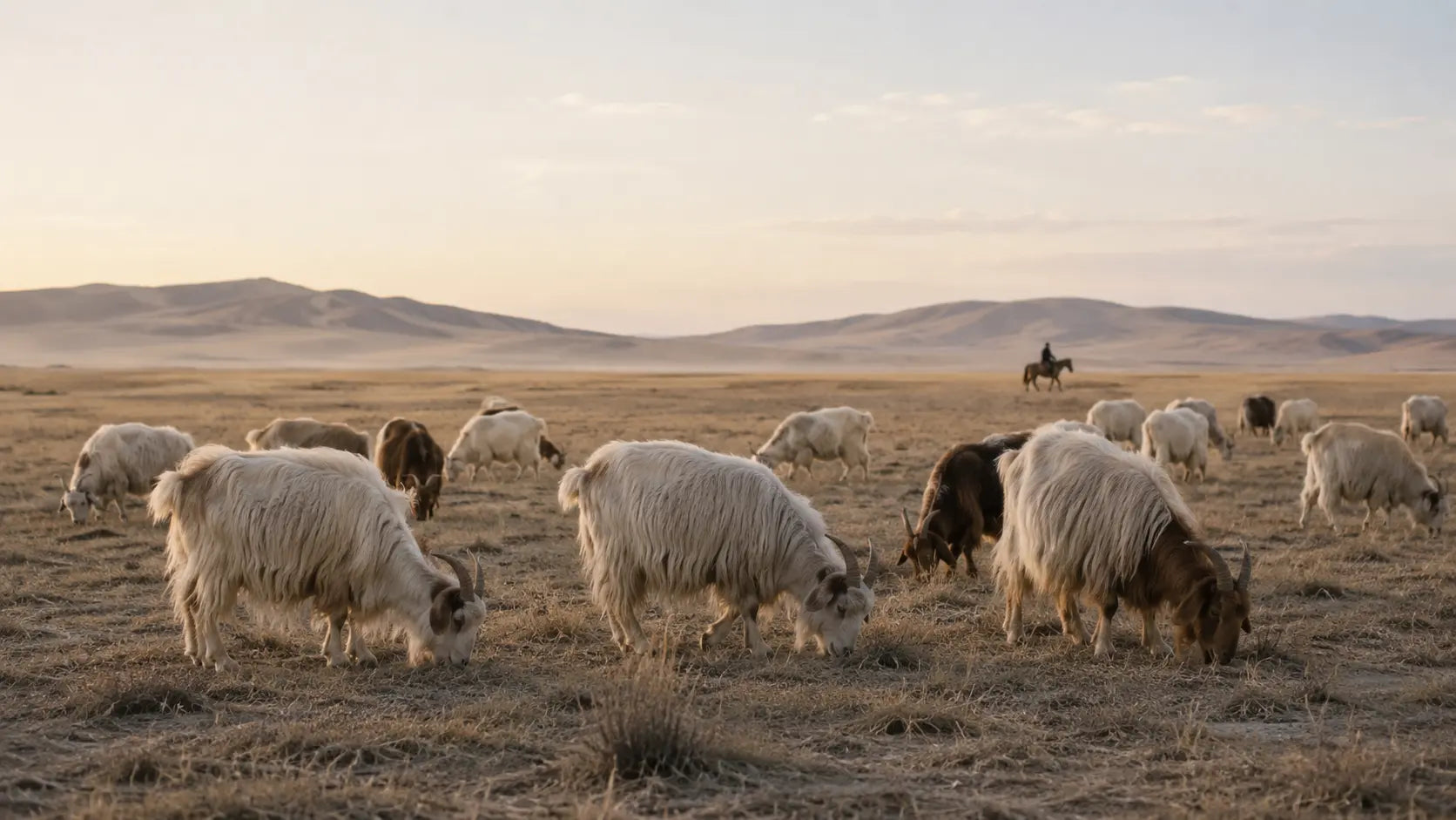 Cashmere goats on the Mongolian plateau, where cashmere comes from