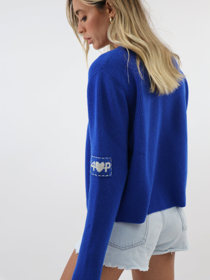 Cashmere Fisherman knit Cardigan #COBALT
