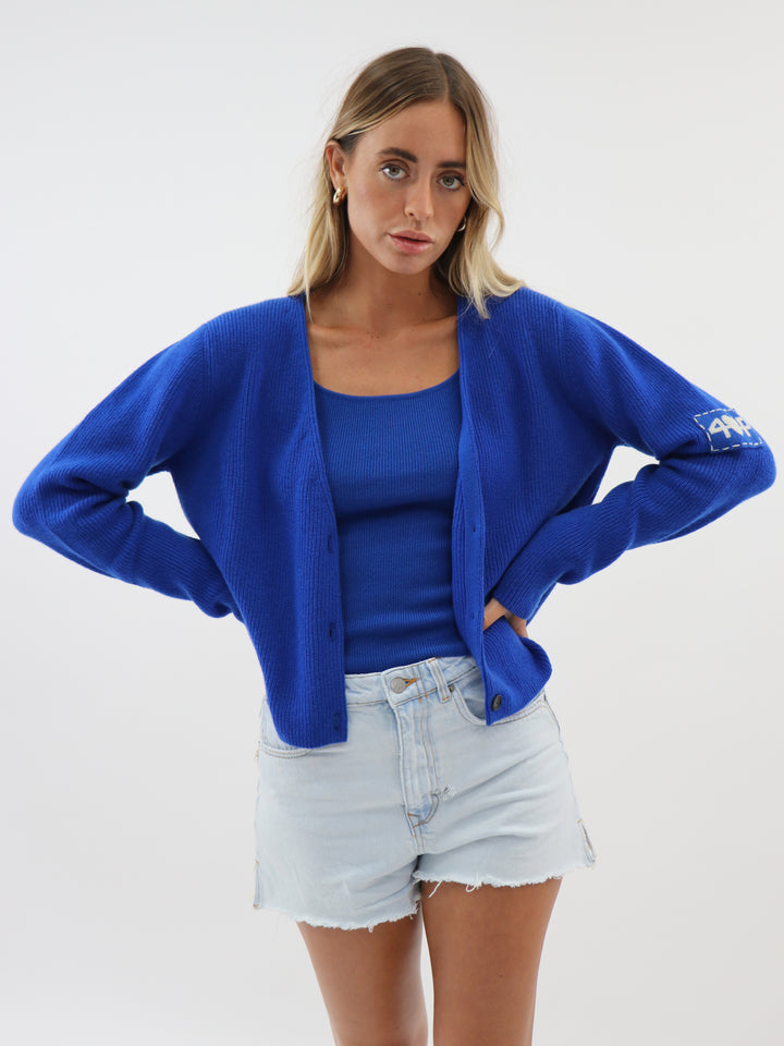 Cashmere Fisherman knit Cardigan #COBALT