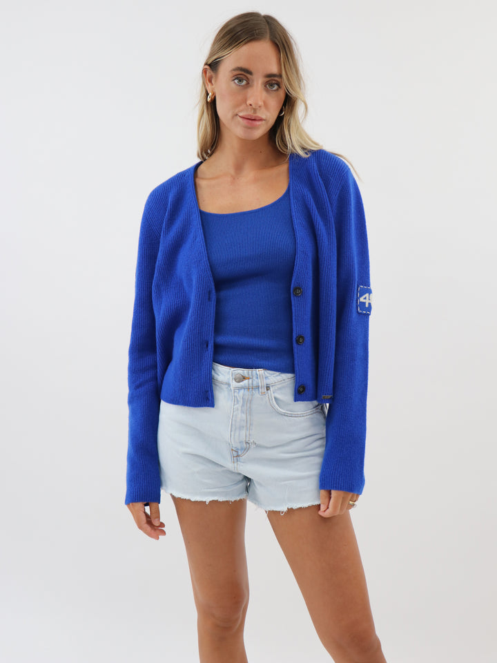 Cashmere Fisherman knit Cardigan #COBALT