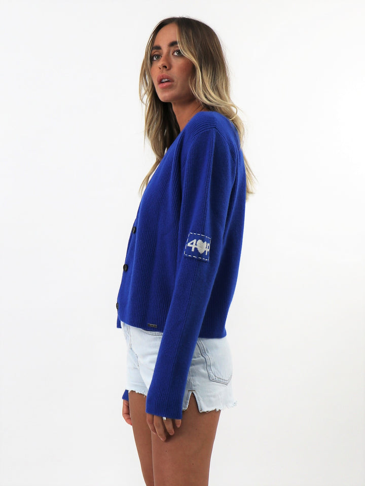 Cashmere Fisherman knit Cardigan #COBALT