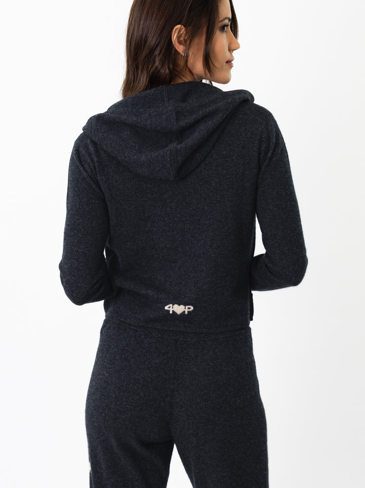 Cashmere Zip-up hoodie #CHARCOAL
