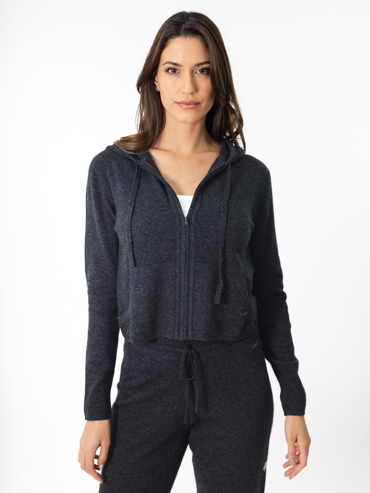 Cashmere Zip-up hoodie #CHARCOAL