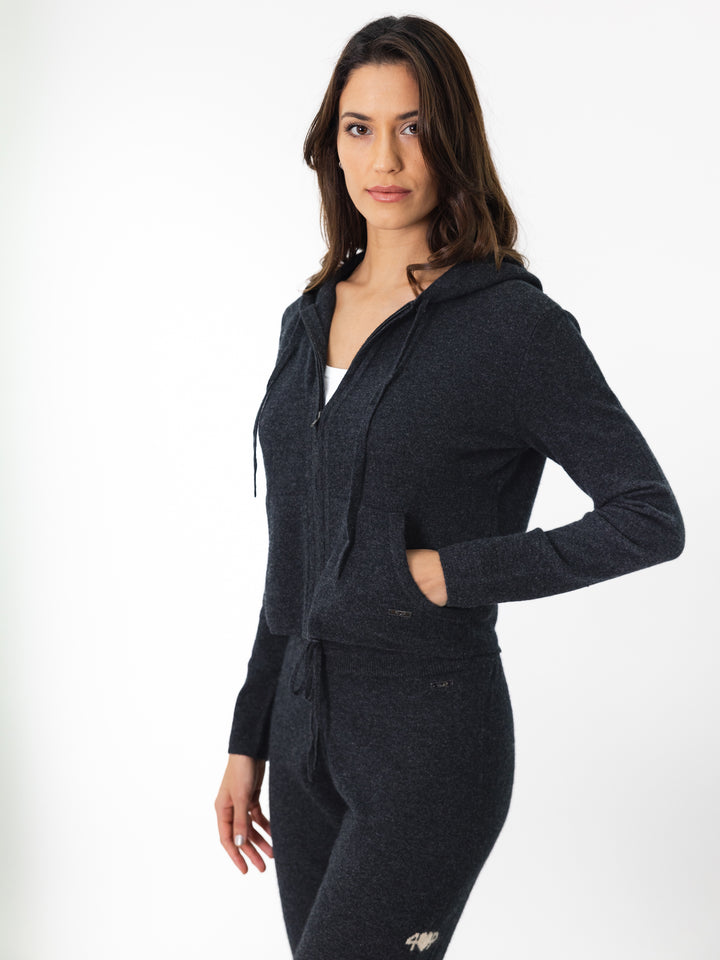 Cashmere Zip-up hoodie #CHARCOAL
