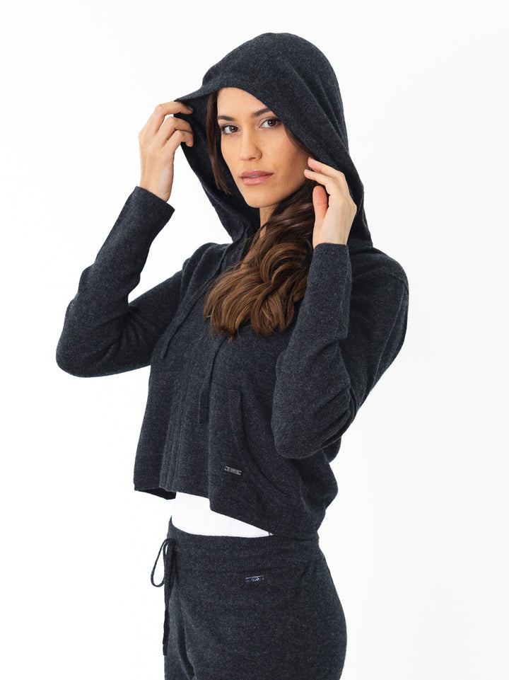 Cashmere Zip-up hoodie #CHARCOAL