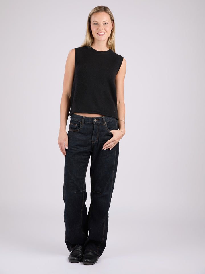 Sleeveless Cashmere Top #BLACK