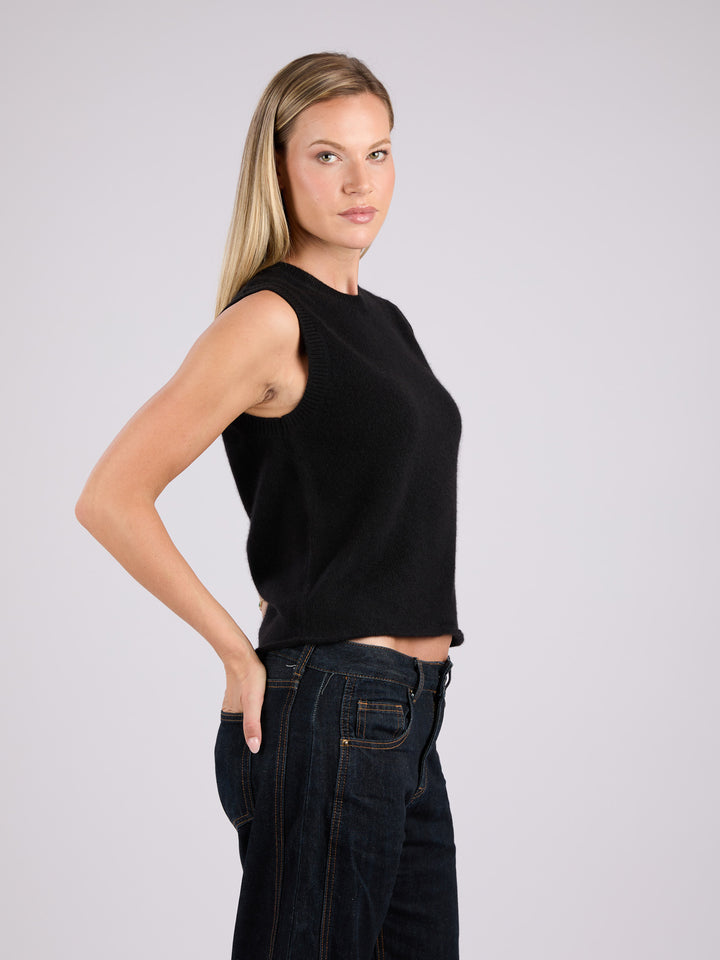Sleeveless Cashmere Top #BLACK