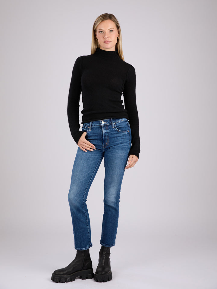 Cashmere mock neck light weight sweater #BLACK