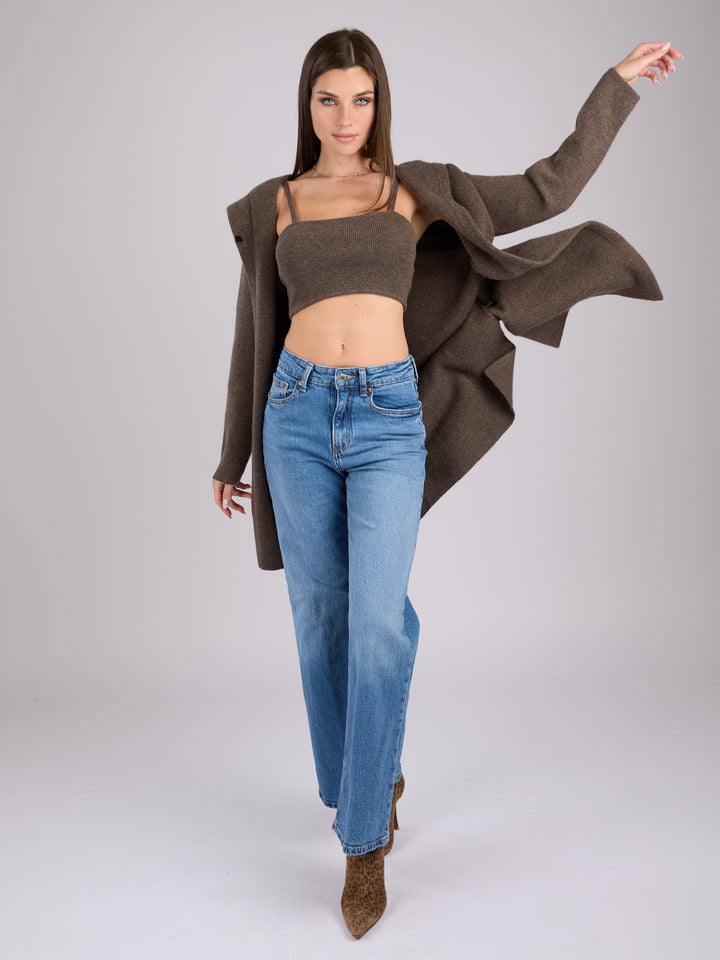 Cashmere bralette in ribbed knit #SABLE