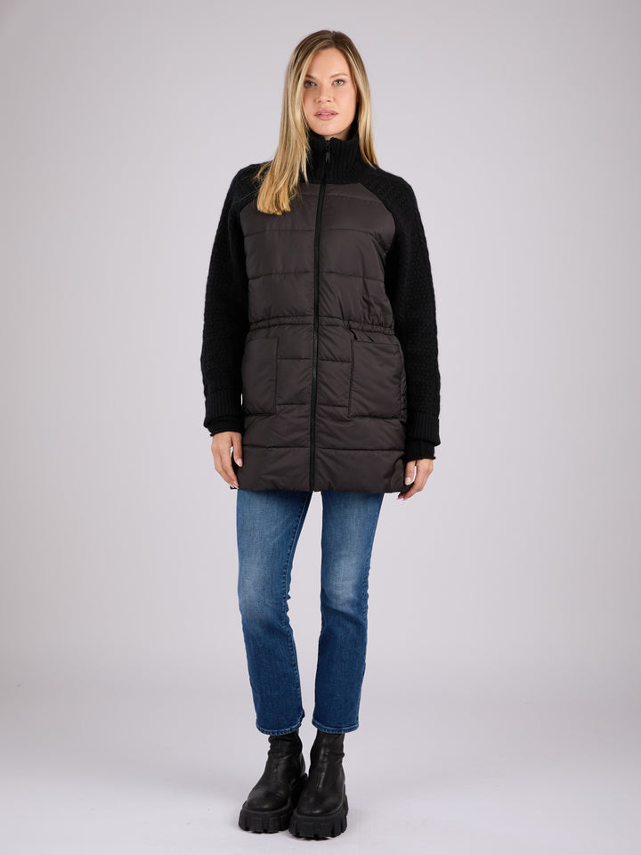 Cashmere puffer 3/4 jacket #BLACK