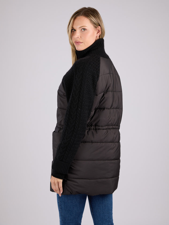 Cashmere puffer 3/4 jacket #BLACK
