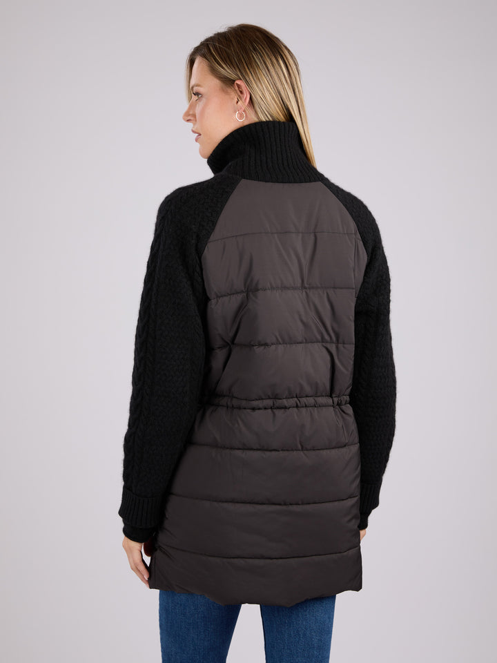 Cashmere puffer 3/4 jacket #BLACK