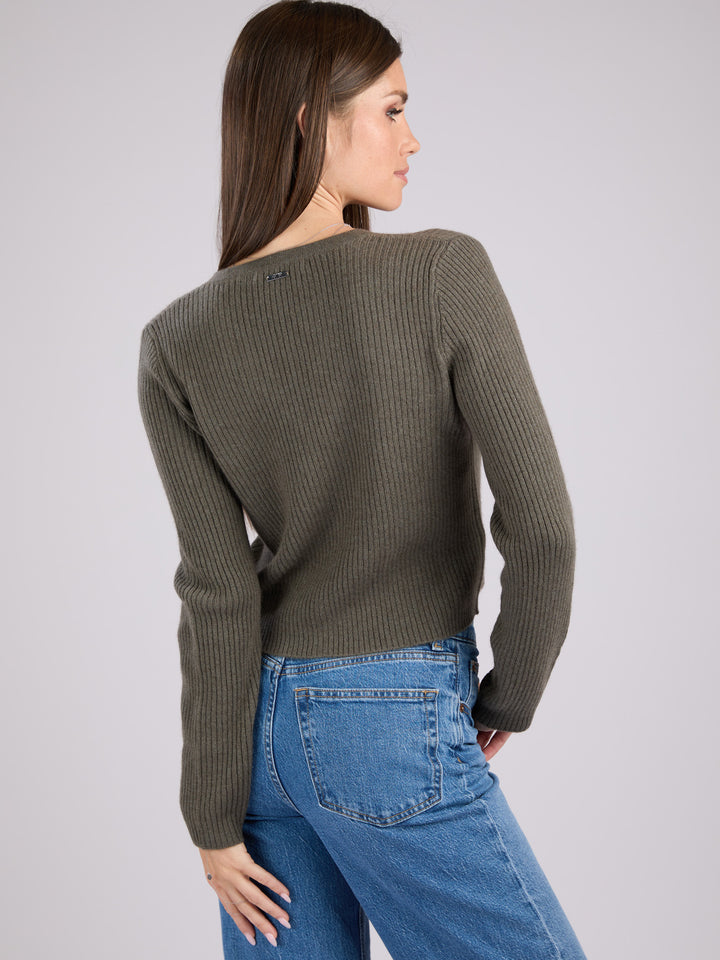 Cashmere light weight ribbed knit cropped cardigan #MOSS