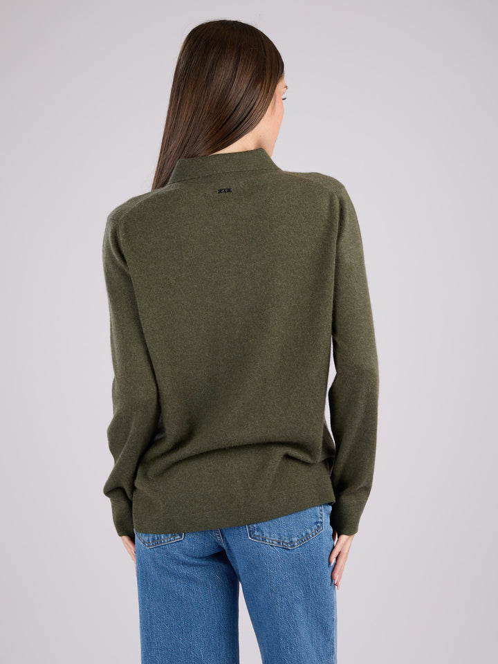 Cashmere button-up shirt with patch pocket and collar #MOSS