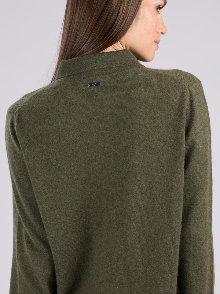 Cashmere button-up shirt with patch pocket and collar #MOSS
