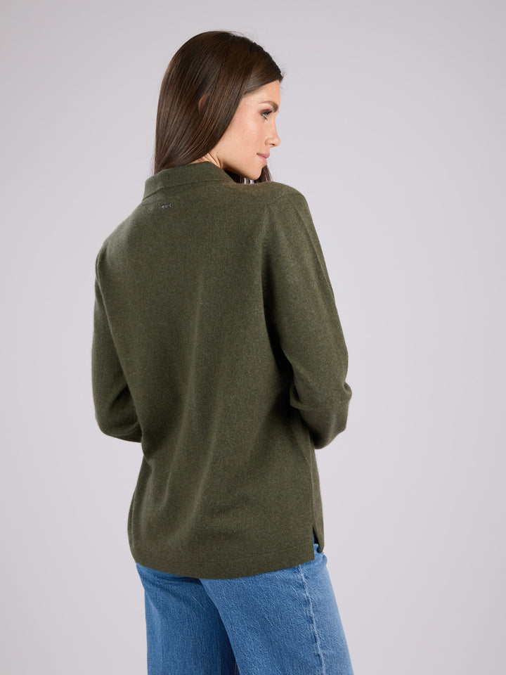 Cashmere button-up shirt with patch pocket and collar #MOSS