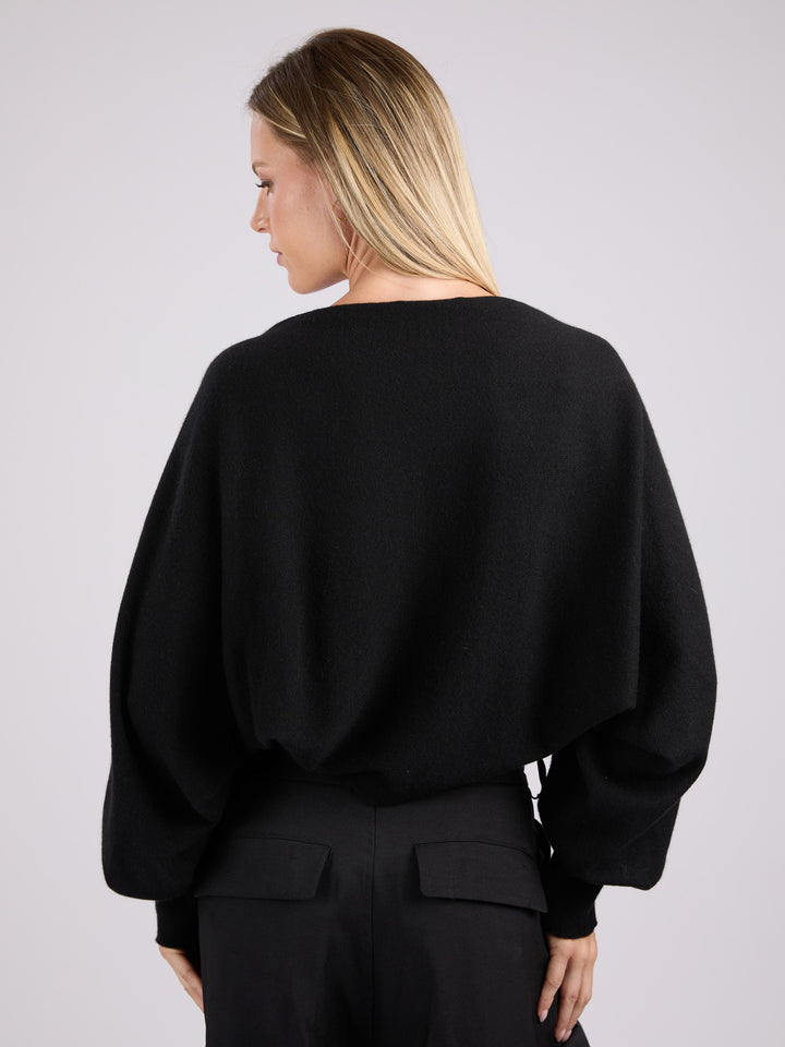 Open front cropped cashmere cardigan #BLACK