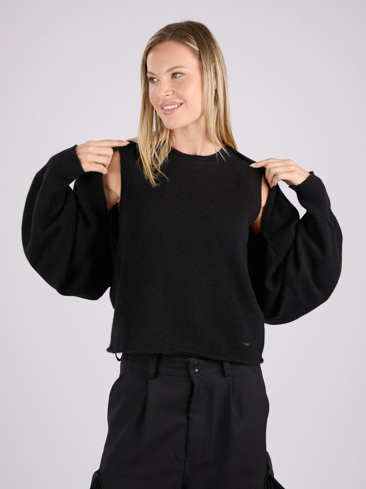 Open front cropped cashmere cardigan #BLACK