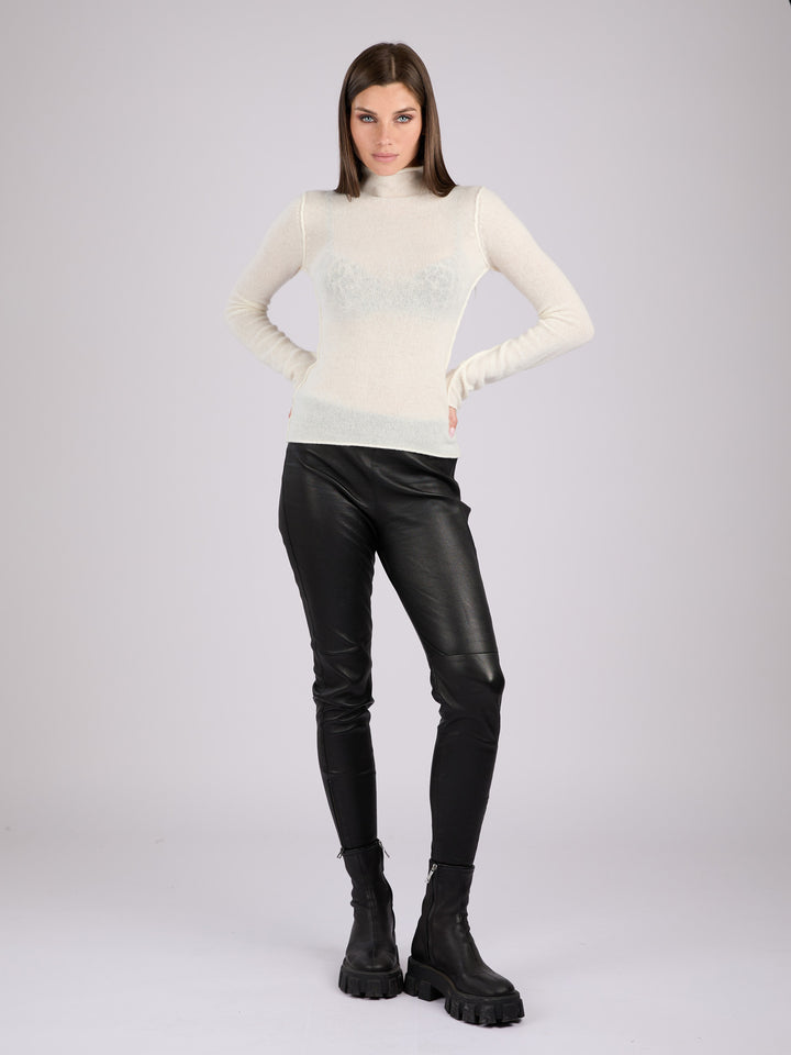 Cashmere mock neck light weight sweater #PEARL