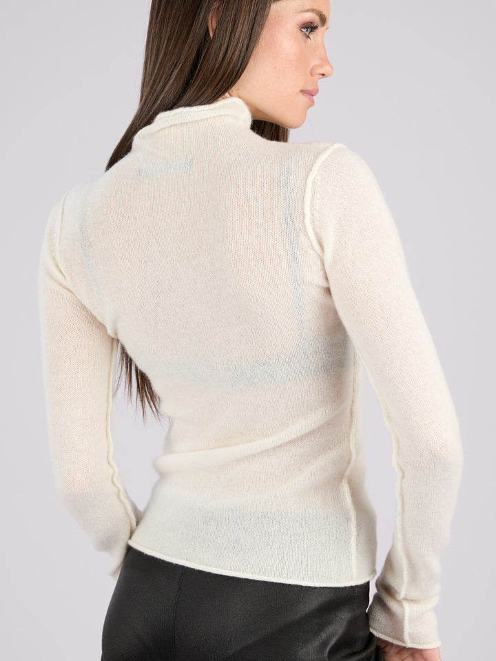 Cashmere mock neck light weight sweater #PEARL