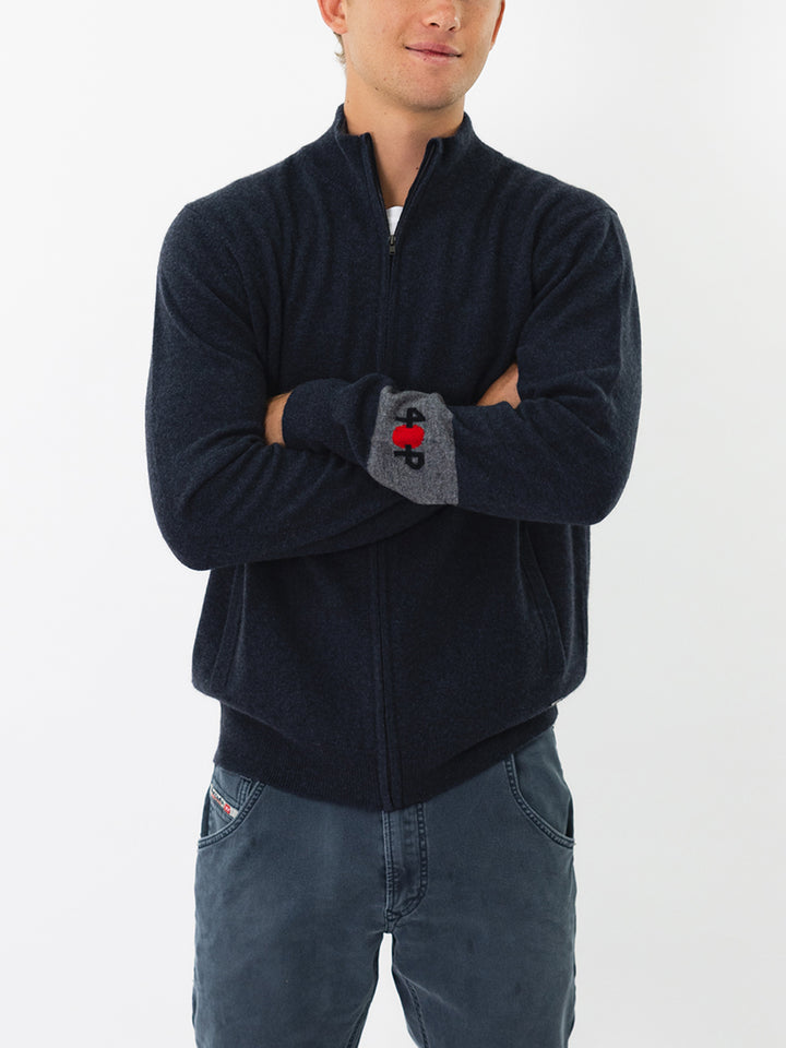 Men Cashmere Cardigan Sweater #INK