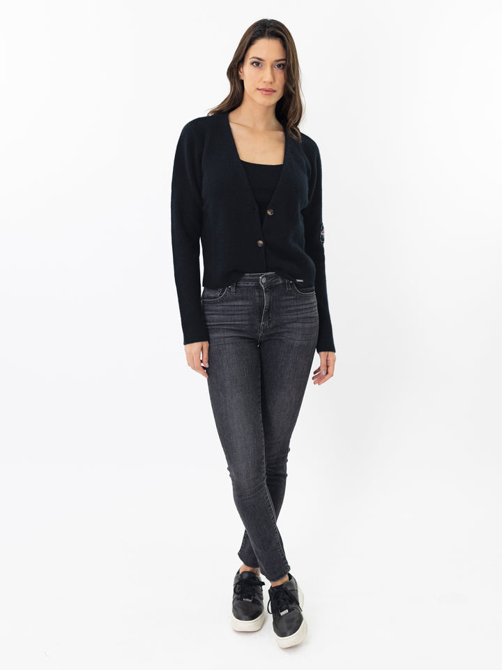Cashmere Fisherman knit Cardigan #BLACK