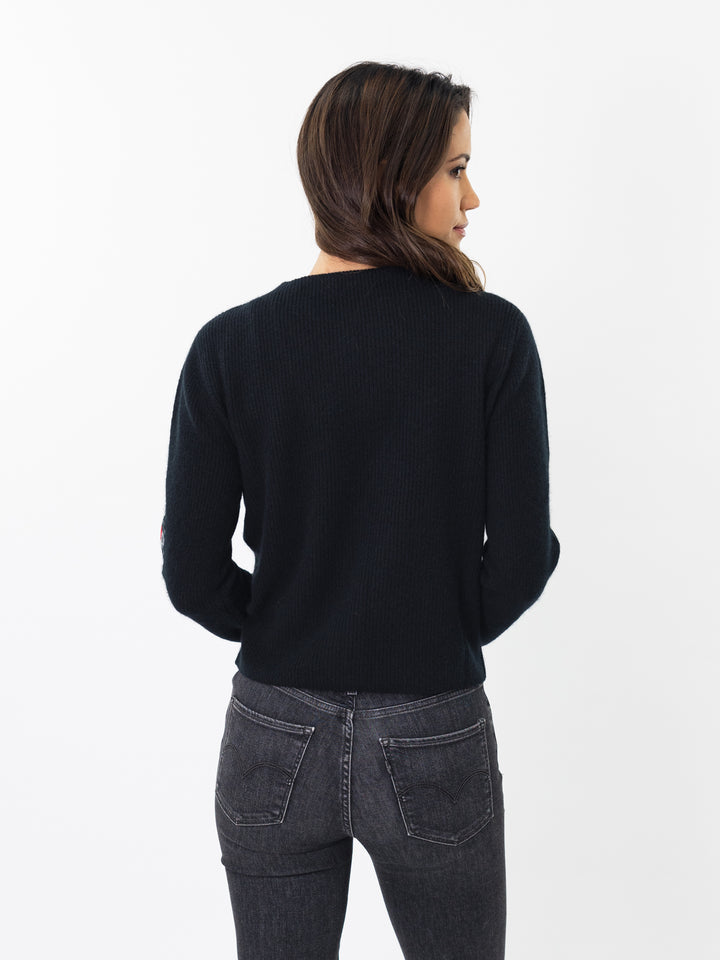 Cashmere Fisherman knit Cardigan #BLACK