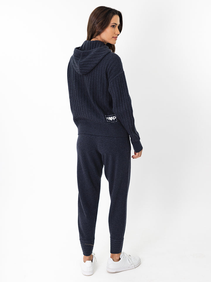 Cashmere Zip-Up Hoodie Cardigan #INK