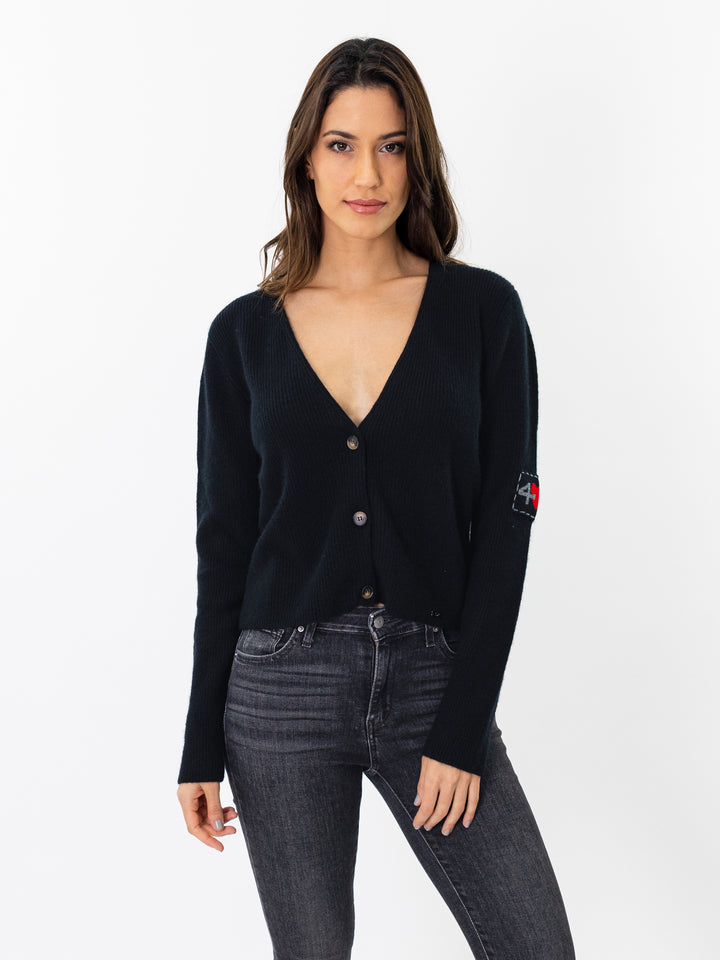 Cashmere Fisherman knit Cardigan #BLACK