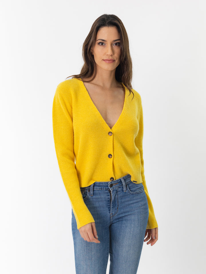 Cashmere Fisherman knit Cardigan #SUNFLOWER