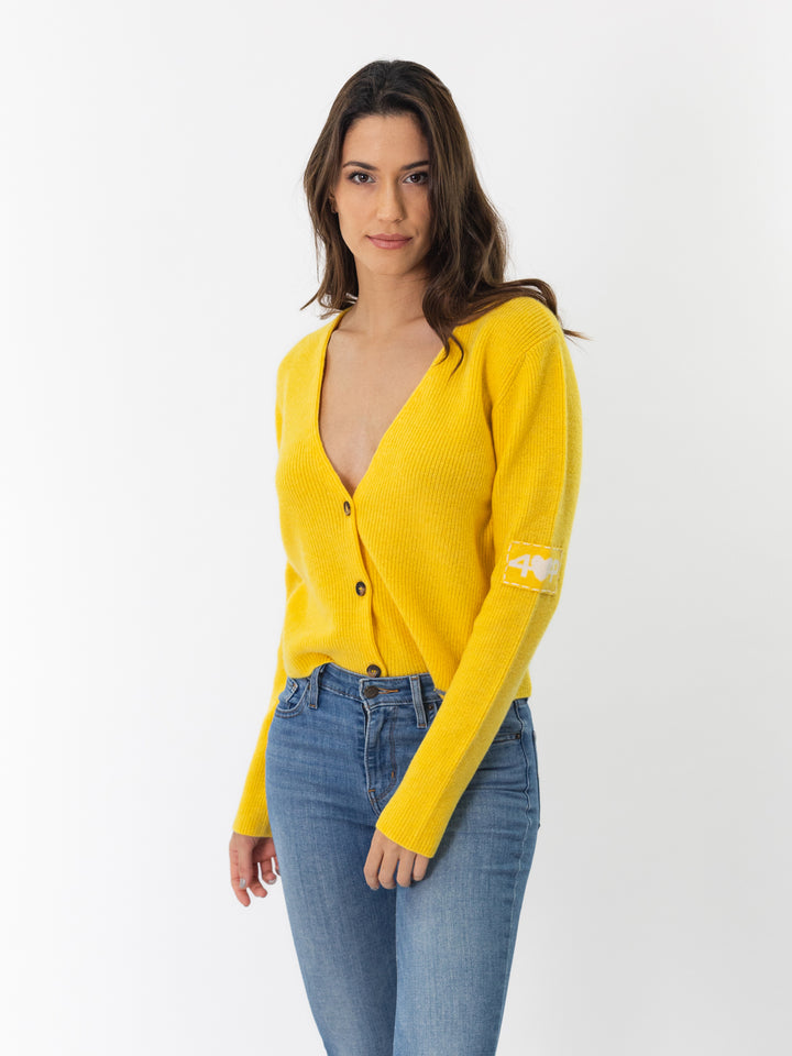 Cashmere Fisherman knit Cardigan #SUNFLOWER