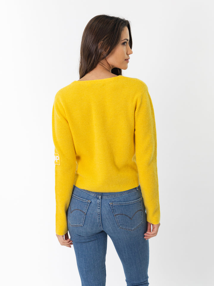 Cashmere Fisherman knit Cardigan #SUNFLOWER
