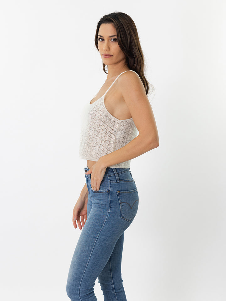 Featherweight Pointelle Cashmere Top #PEARL