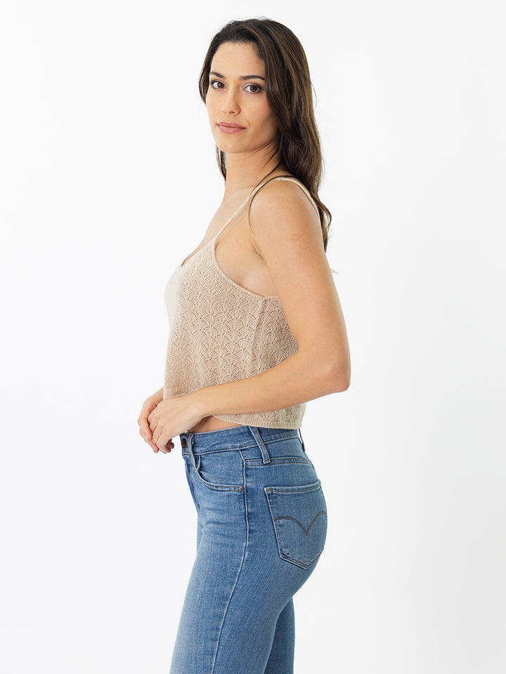 Featherweight Pointelle Cashmere Top #OAT