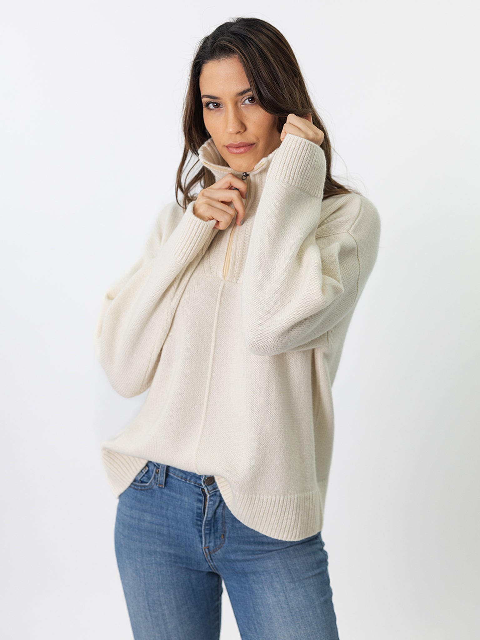 Quarter-Zip Cashmere Sweater