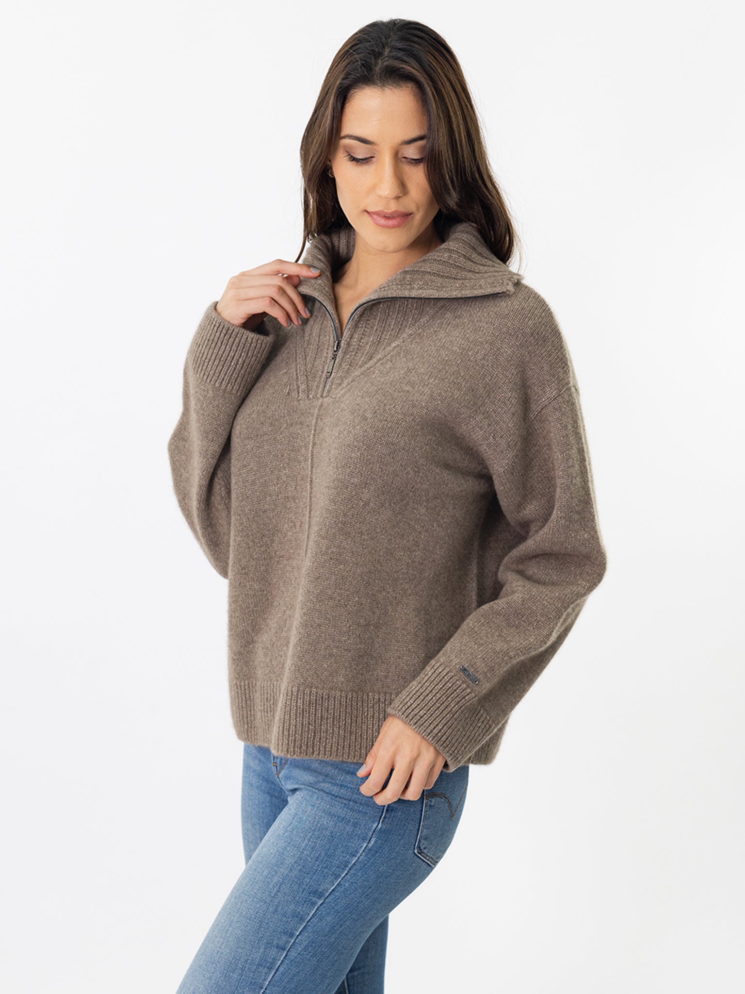 Quarter-Zip Cashmere Sweater