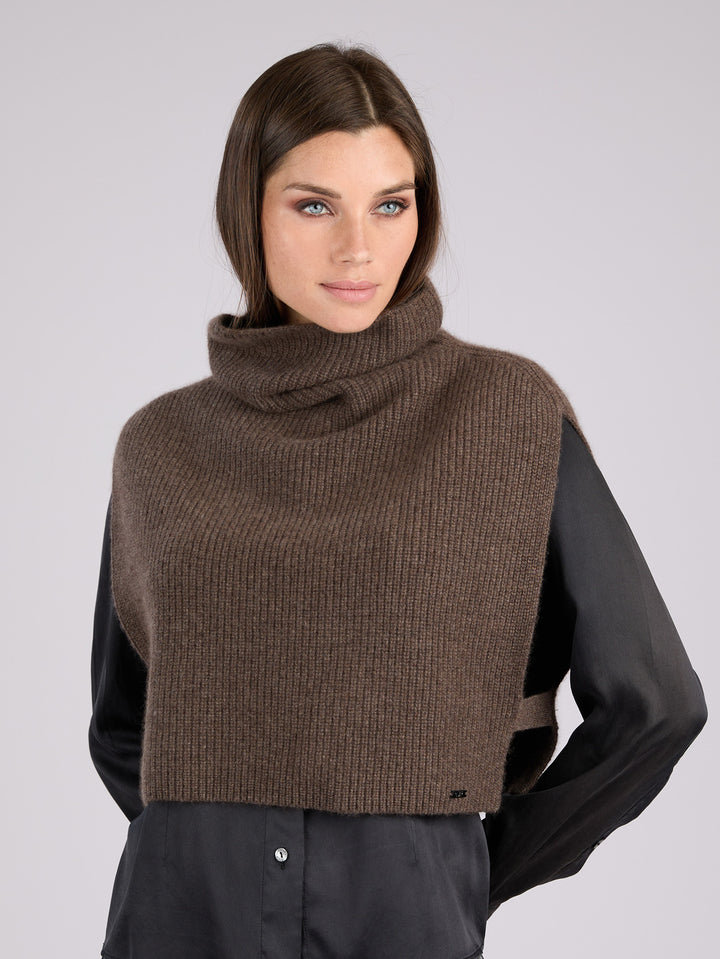 Cashmere sleeveless ribbed knit turtleneck sweater vest #SABLE