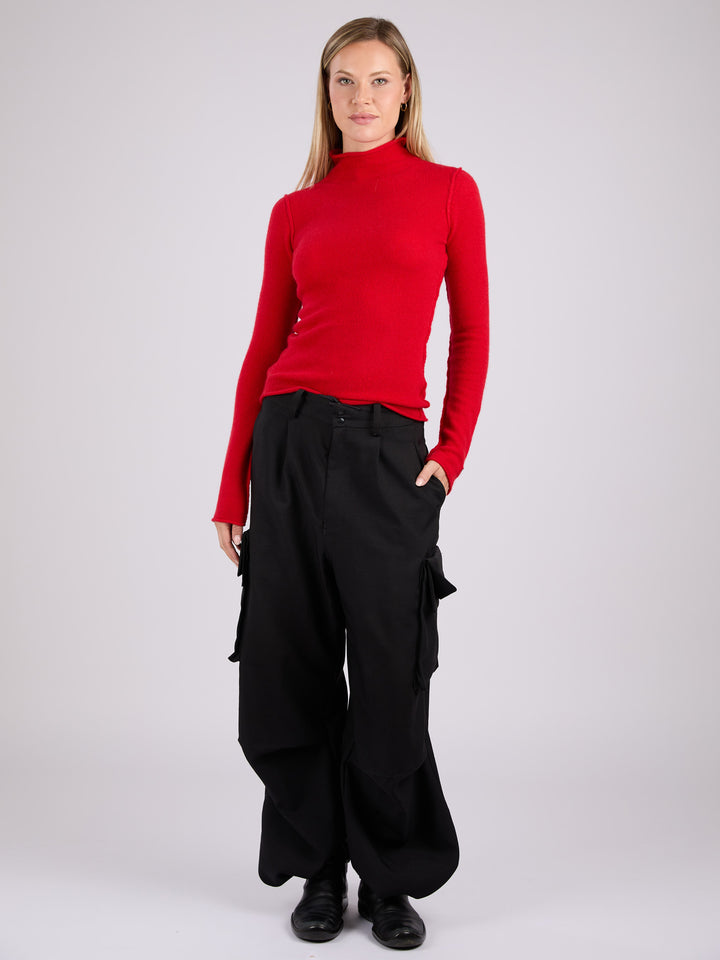 Cashmere mock neck light weight sweater #RED