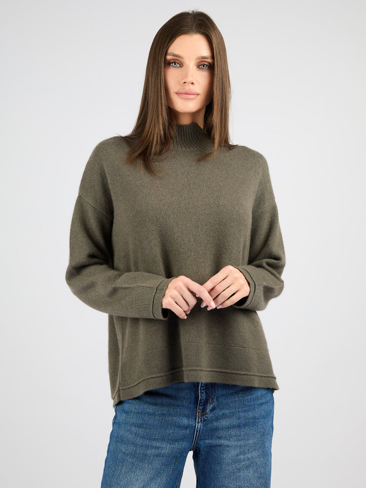 Women Split Neck Cashmere sweater #MOSS