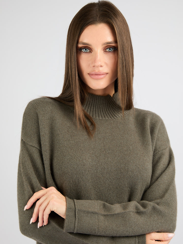 Women Split Neck Cashmere sweater #MOSS