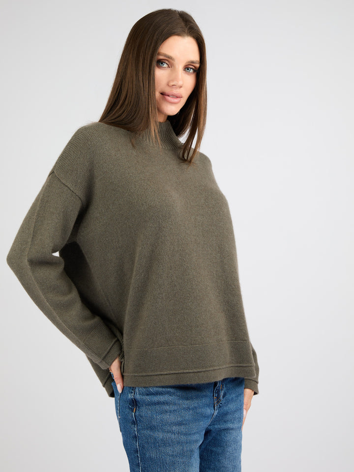 Women Split Neck Cashmere sweater #MOSS