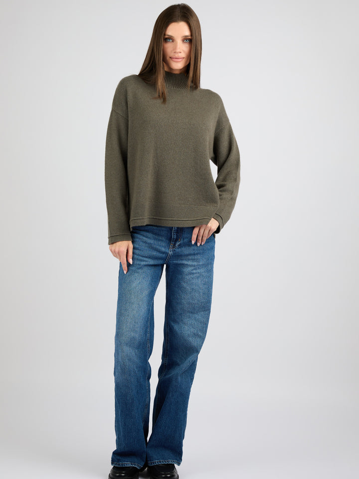 Women Split Neck Cashmere sweater #MOSS