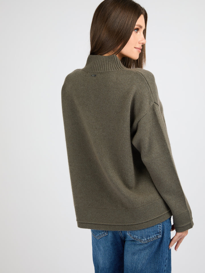 Women Split Neck Cashmere sweater #MOSS