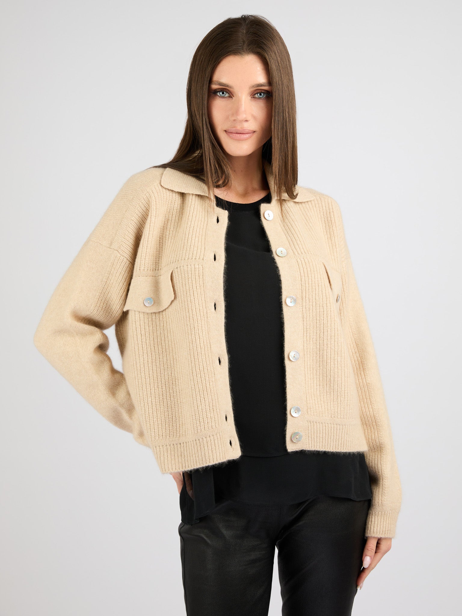 Cashmere with front button Jacket