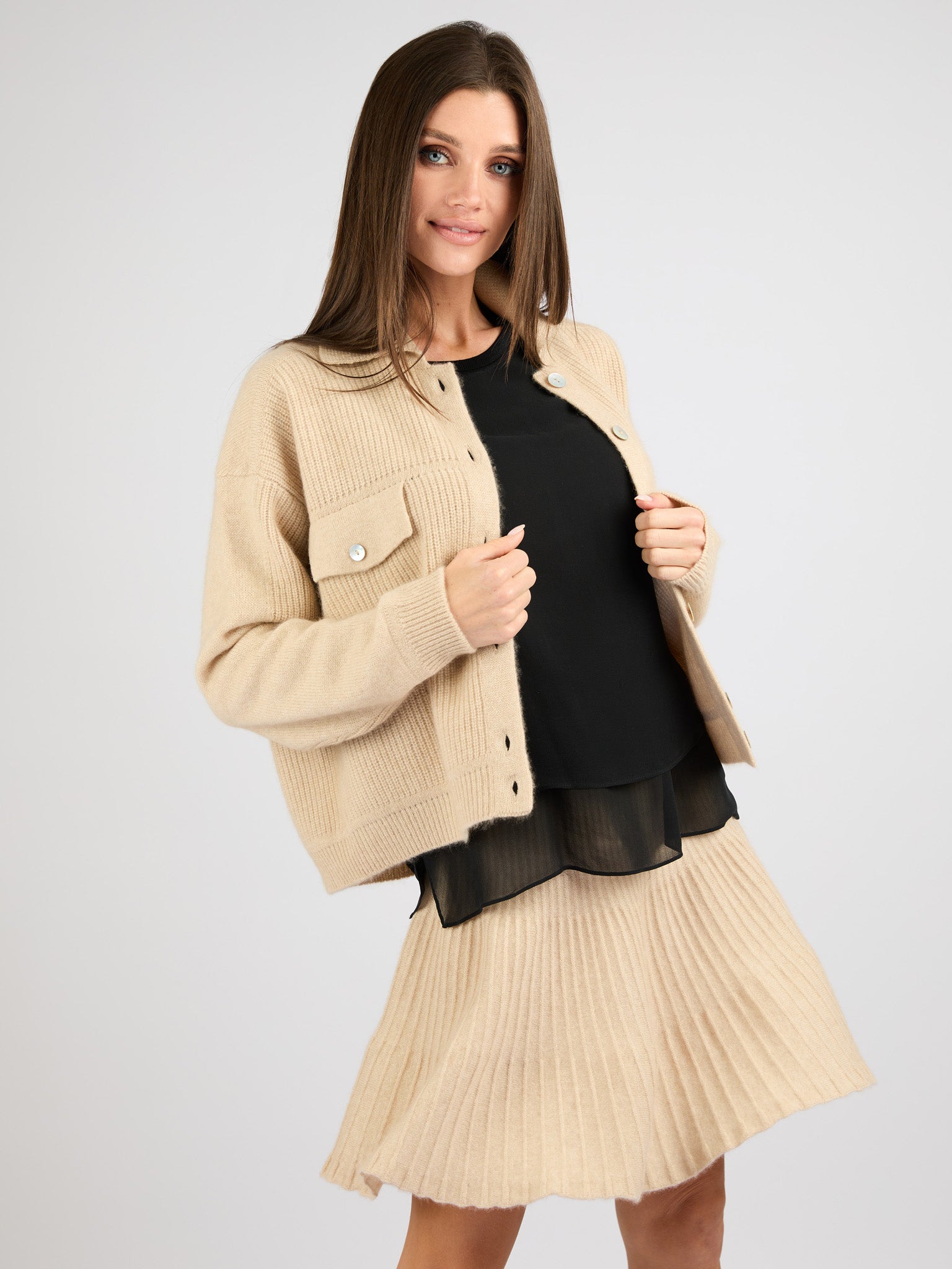 Cashmere with front button Jacket