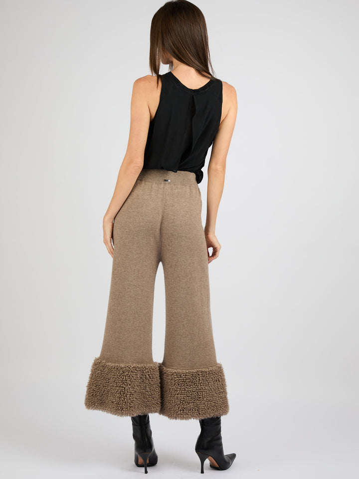 Cashmere Pants with Bottom Detail #FAWN