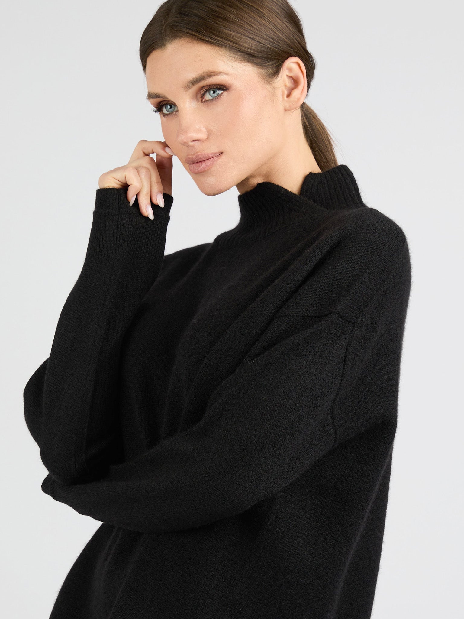 Women Split Neck Cashmere sweater