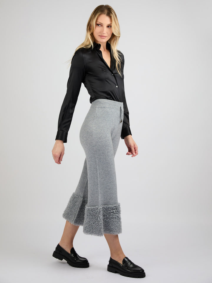 Cashmere Pants with Bottom Detail #SOFT GREY